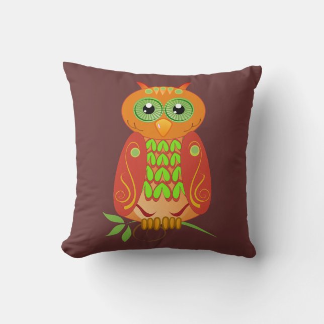Cute trendy pillow with Owls (Front)
