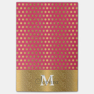 Cute trendy polka dots faux gold glitter pattern post-it notes