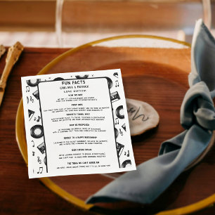Cute Trendy Retro Vinyl Music Wedding Fun Facts  Napkin