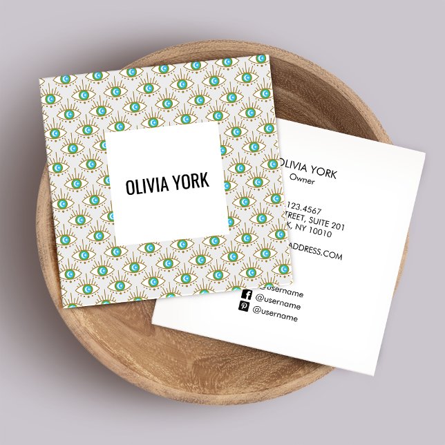 Cute Trendy Third Eye pattern Square Business Card (Creator Uploaded)
