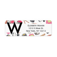 Cute Trendy Watercolor Sushi Sake and Chopsticks
