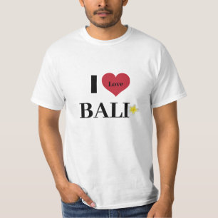 Cute Trendy White"I Love Bali" Frangipani  T-Shirt