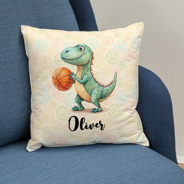 Cute Trex Playing Basketball Personalised Cushion (Creator Uploaded)