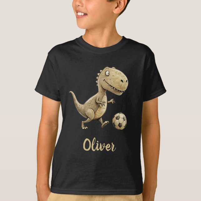 Cute Trex Playing Soccer Personalised T-Shirt (Front)
