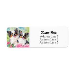 Cute Tri Color Papillon Puppy Dogs Return Address