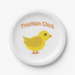 Cute Triathlon Chick Paper Plate