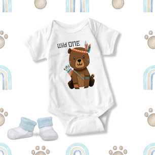 Cute Tribal Baby Bear Wild One Baby Bodysuit