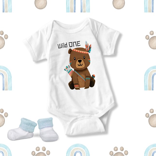Cute Tribal Baby Bear Wild One Baby Bodysuit (Creator Uploaded)