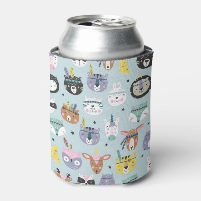 Cute Tribal Face Pattern Can Cooler (Can Front)