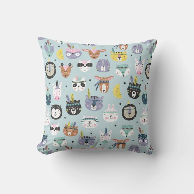 Cute Tribal Face Pattern Cushion (Front)