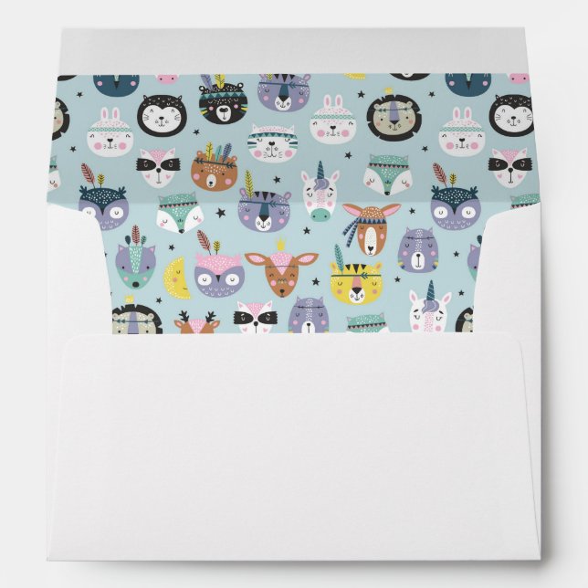 Cute Tribal Face Pattern Envelope (Back (Bottom))
