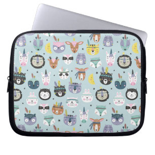 Cute Tribal Face Pattern Laptop Sleeve