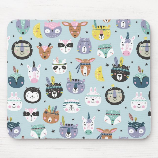 Cute Tribal Face Pattern Mouse Pad (Front)