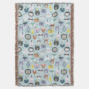 Cute Tribal Face Pattern Throw Blanket