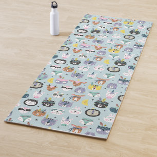 Cute Tribal Face Pattern Yoga Mat