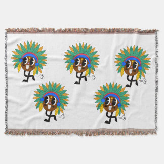 Cute Tribal Feather Cartoon Character Blanket 