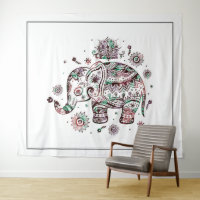 Cute tribal floral elephant illustration