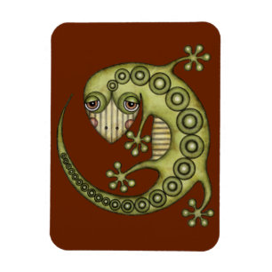 Cute Tribal Green Gecko Magnet