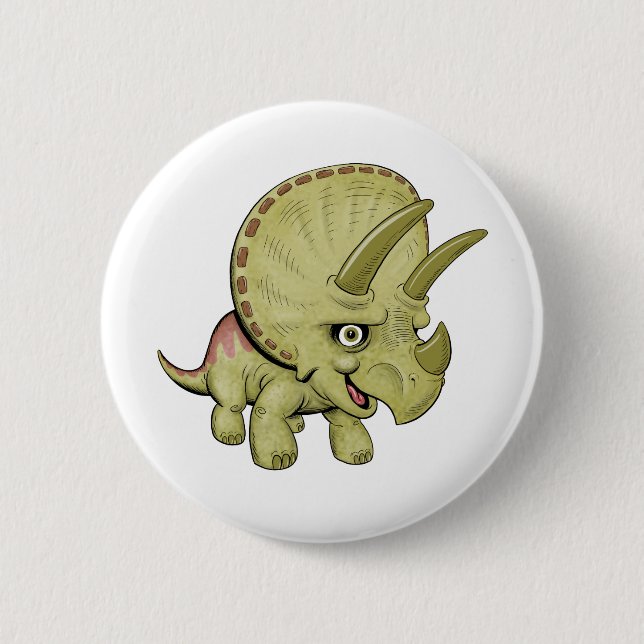 Cute Triceratops 6 Cm Round Badge (Front)