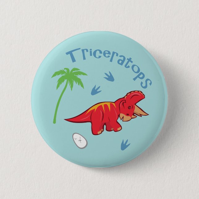 Cute Triceratops 6 Cm Round Badge (Front)
