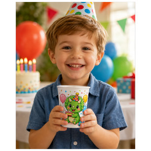 Cute Triceratops Birthday Paper Cups