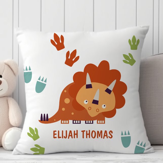 Cute Triceratops Dinosaur Custom Personalised Cushion (Creator Uploaded)