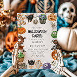 Cute Trick And Treat Halloween Birthday Invitation<br><div class="desc">Attention all October babies! Get ready for a spook-tacular birthday celebration with our cute Halloween party invitations. Personalise them in a pinch with our easy-to-use invitation template. Our trick or treat theme features adorable watercolor images of candy, cakes, and cookies to add a touch of sweetness to your festivities. Don't...</div>