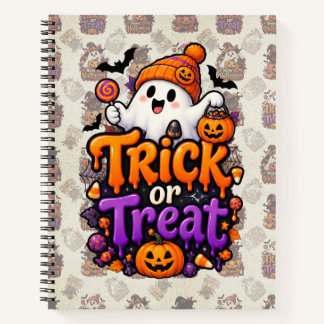 Cute Trick or Treat Ghost Halloween Notebook