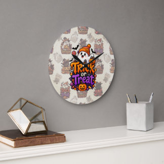 Cute Trick or Treat Ghost Halloween Wall Clock