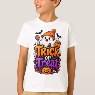 Cute Trick or Treat Ghost Kids T-Shirt