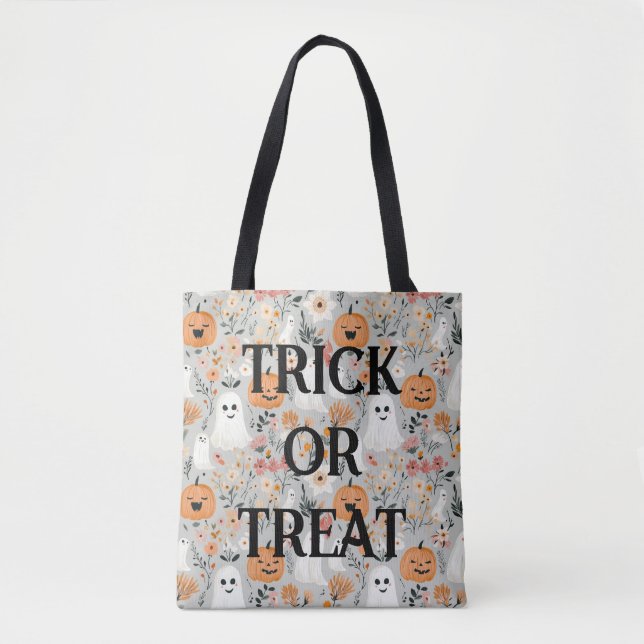 Cute Trick or Treat Halloween Tote Bag (Front)