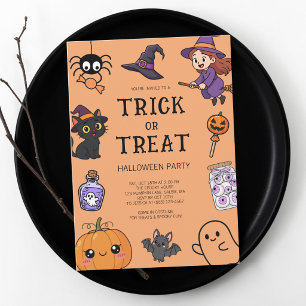 Cute Trick or Treat Kids Halloween Costume Party Invitation