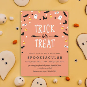 Cute Trick or Treat Kids Halloween Party Invites