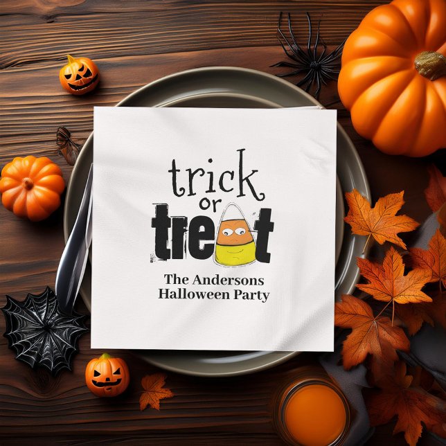Cute Trick or Treat Personalised Halloween Napkin (Creative trick or treat custom cocktail napkins)