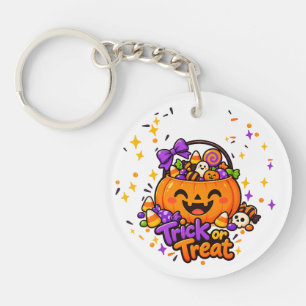 Cute Trick or Treat Pumpkin Halloween Acrylic Keyc Key Ring