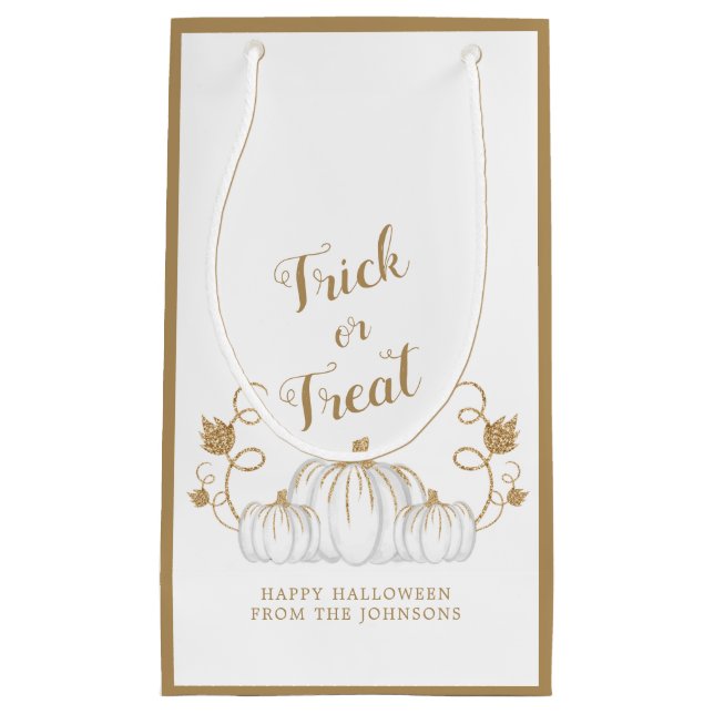 Cute Trick Or Treat Pumpkin Halloween Small Gift Bag (Front)