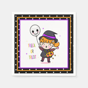 Cute Trick or Treat Witch Napkin