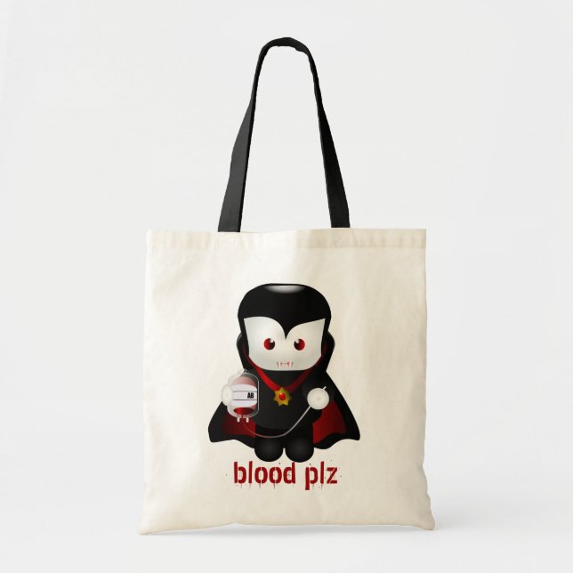 Cute Trick-or-Treating Vampire Tote Bag (Front)