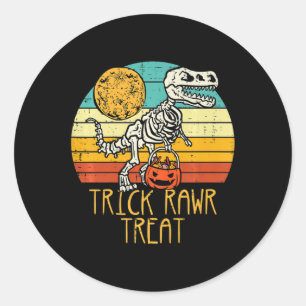 Cute Trick Rawr Treat Skeleton Trex Toddler Boys H Classic Round Sticker