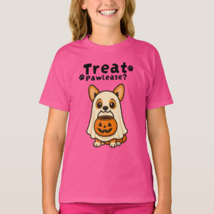 Cute Trick Treat Corgi Dog Ghost  T-Shirt