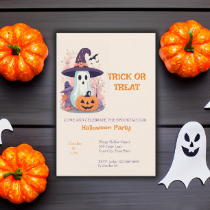 Cute trick treat kids ghost Halloween party Invitation