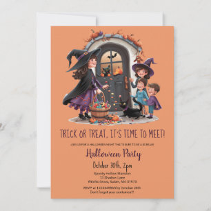 Cute trick treat kids sweets halloween party  invitation