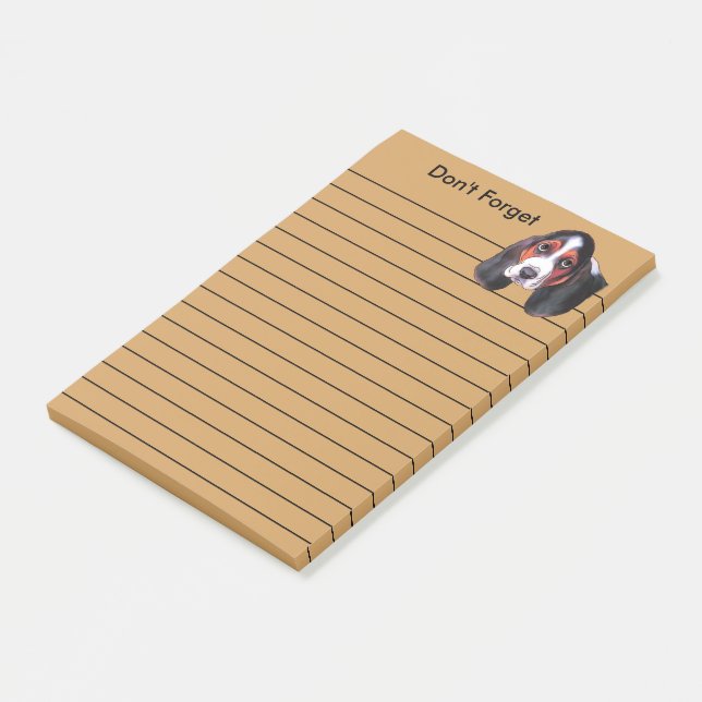 Cute Tricolor Basset Hound Puppy Post-it Notes (Angled)