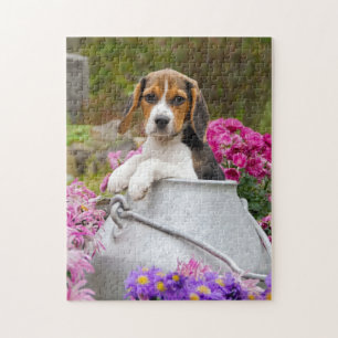 Cute Tricolor Beagle Dog Puppy Churn - Game Jigsaw Jigsaw Puzzle