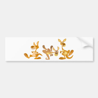 Cute Trio of Cartoon Kangaroos Bumper Sticker