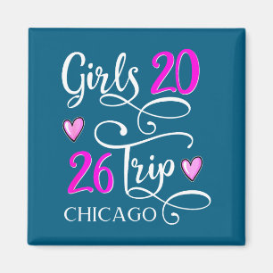 Cute Trip Chicago Vacation Group Matching Magnet