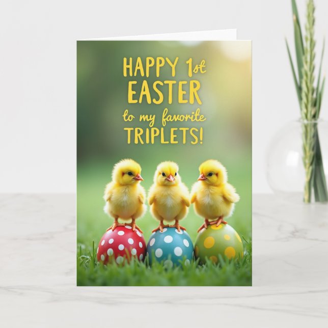 Cute Triplets First Easter Card (Front)