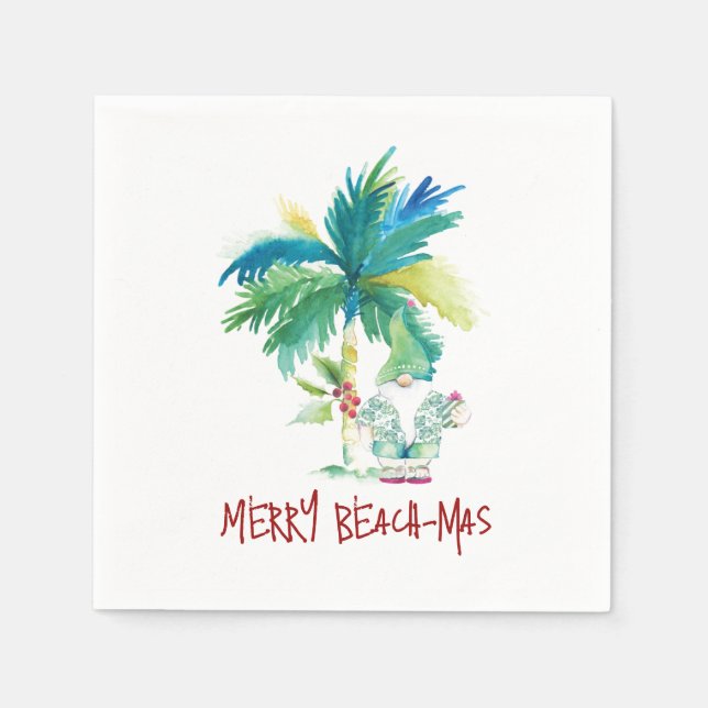 Cute Tropical Beach Christmas Napkin (Front)