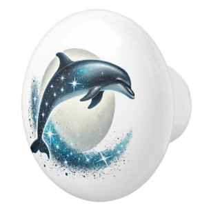 Cute tropical beach house dolphins ceramic knob