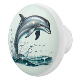 Cute tropical beach house dolphins ceramic knob